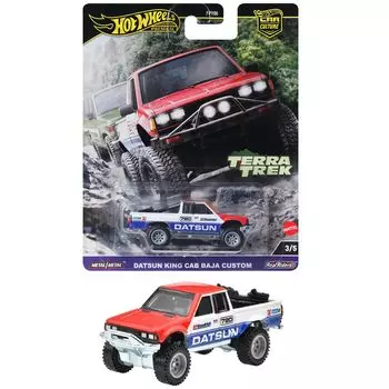 Hot Wheels Car Culture Terratrek Datsun King Cab Baja Custom Vehicle Игрушечная мини-машинка для детей от 3 лет и старше, красная HRV71