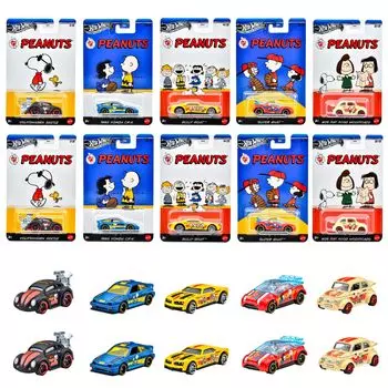 Hot Wheels Entertainment Theme Ассортимент игрушечных машинок Peanuts, мини-коробка, продается в возрасте 3 и более лет - Машинка, 10, коробка, вверх, 987H-GDG83