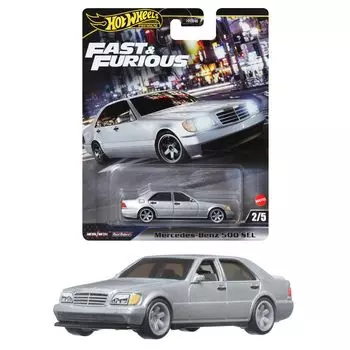 Hot Wheels Fast & Furious - Mercedes-Benz 500 SEL игрушечная мини-машинка для детей от 3 лет и старше, серебристый HRT94