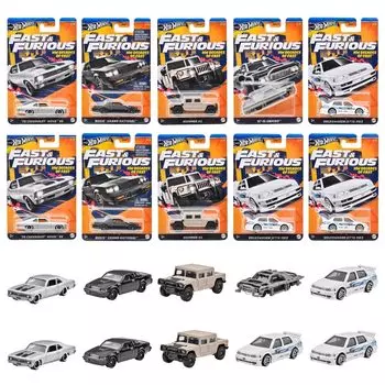 Hot Wheels Fast & Furious Theme Assortment - Decades - [Продается в коробке по 10 мини-машинок] [3 года и старше] 986E-HNR88