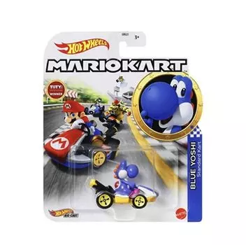 Hot Wheels Mario Kart Blue Yoshi Стандартный Карт синий