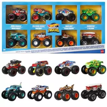 Hot Wheels Monster Truck 8 Pack из 8 мини-игрушек Years Old и HDB12 [Набор машин] [3 шт.]