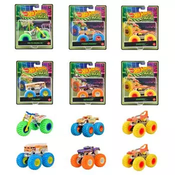 Hot Wheels Monster Truck Assortment Vehicle Toys Mini Cars Box of 6 Sold for Ages 3 and Up Multi Glows! 986A-JFX08