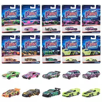Hot Wheels Neon Speeders Ассортимент Urban Camo из 10 мини-автомобилей возрастом от 1 года и - [Коробка продана] [3 шт.] 986B-HLH72