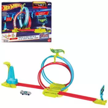 Hot Wheels Neon Speeders Razor Stunt Playset с 1-летним ребенком и HPC05 [Игровой набор мини-машинка] [4 шт.] [Подарок] оранжевый