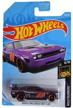 Hot Wheels Nightburnerz Dodge Challenger Drift Car Фиолетовый 6/10 179/250, фиолетовый