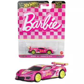 Hot Wheels Pop Culture - Barbie 65th Anniversary Corvette C8.R Vehicle Toy Mini Car Ages 3 and Up Pink HVJ51