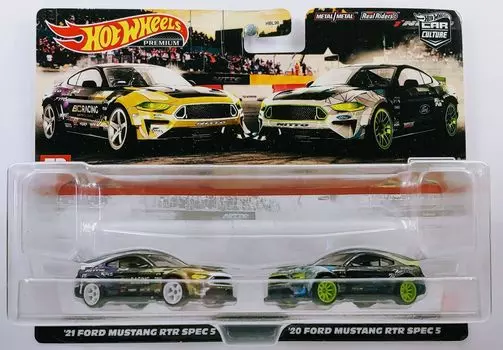 Hot Wheels Premium 2 Pack Ford Mustang RTR SPEC 5 лет и HCY71 [3 вверх]