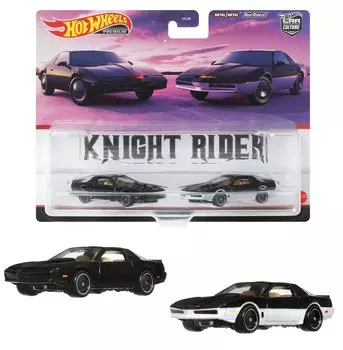 Hot Wheels Premium 2 Pack Night Rider 2 года и HCY74 Black KITT/KARR [3 шт.] чёрный