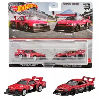 Hot Wheels Premium 2 Pack Nissan Skyline Super Silhouette Nissan Skyline 2000-х годов и HKF49 Silhouette/LB-ER34 [3 шт.] красный