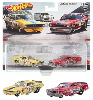 Hot Wheels Premium 2 Pack Plymouth Cuda Duster Funny Car, 2000-е годы и HFF29 72 FC/Plymouth [3 шт.] Желтый/Красный