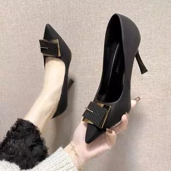 Hot Wholesale Ladies New Slim High Heels Summer Pointed Toe square Buckle Sexy High Heel Sandals Shoes for Women 40