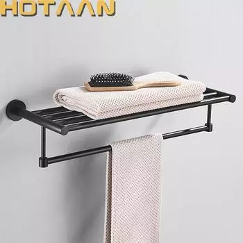 Hotaan матовый черный современный стиль круглая основа настенный алюминиевый держатель для полотенец вешалка для полотенец регулируемая вешалка для полотенец