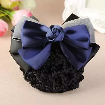 Hotel Ladies Professional Barrette Bownot Headwear Hairgrips Hair Clip Bow Hair Net Snood A