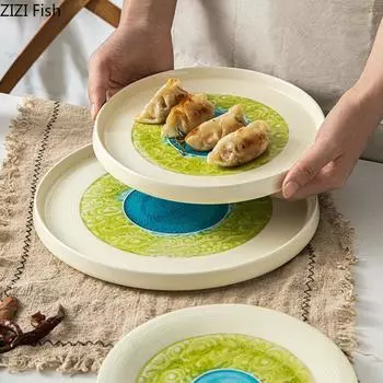 Hotel Restaurant Ceramic Steak Plate Decoration Nordic Style Home Kitchen Dessert Plate Tableware Creative Breakfast Salad Plate