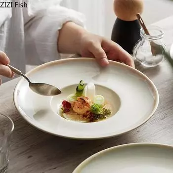 Hotel Restaurant Molecular Cuisine Dessert Plate Creative Ceramic Cooking Dishes Home Breakfast Pasta Salad Plate Tableware