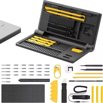 HOTO Precision Screwdriver Kit Pro Electric Precision Screwdriver со светодиодным индикатором крутящего момента 48 типов универсальных бит Легкое освещение для ремонта своими руками, чёрный