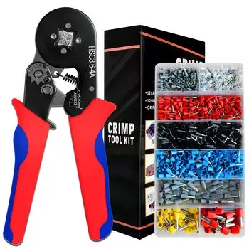 Hotorda Ferrule Crimping Tool Crimping Pliers Adjustable Grip Force Required Insulated Closed Terminal 1200 PCS DIY Pliers End Sleeve with Ferrule