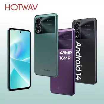 HOTWAV Note 12 2024 Смартфон Android 14.0+5160MAH Мобильные телефоны 6+128 ГБ телефон 48MP+16MP+0.08MP Камера 6.8 Дисплей мобильный телефон фиолетовый