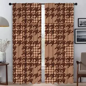 Houndstooth Shades Curtains for Bedroom Modern Living Room Curtains 2 Pieces Blackout Curtain Partition Kitchen Elegant Camera W50xH70cmx2pcs-CL