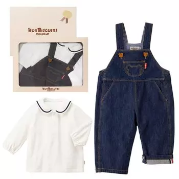 HOUSE Hot Overall Gift Set Baby Baby Baby Indigo [MIKI Biscuits] [КОРОБКА ВКЛЮЧЕНА] Мальчики, Девочки, Детская одежда, Подарок, Подарок, Синий, 70 см, 74-9901-385