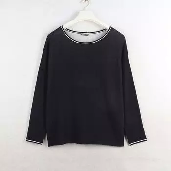 House Spring New Arrival Export European and American plus Size Women s Clothes round Neck Multicolor Side Long Sleeves Knitwear Pure Color Sweater Dark Blue 44#: Bust size 130