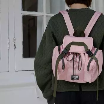 Housedesign Original 2025 Retro Fashion Mini Backpack Work Clothing Contrast Color Backpack Niche Style Bag for Women Pink