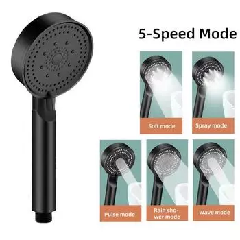 Houseeker 5 Modes Регулируемая душевая головка Высокого давления Душевые головки Экономия воды Распылительная насадка Аксессуары для ванной комнаты чёрный
