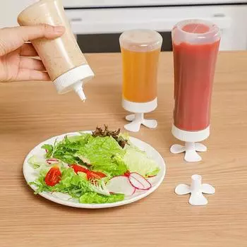 Houseeker Condiment Sauce Squeeze Bottle Ketchup Dispenser Container Salad Dressing Seasoning Mustard Storage Jar Kitchen Tools
