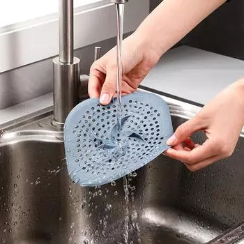 Houseeker Silicone Shower Drain Cover Hair Catcher Sink Filter Durable Protector Drainer for Bathroom Kitchen синий