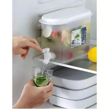 Household Beverage Barrel Large Capacity Cold Water Pitcher Refrigerator Cold Kettle with Water Faucet Fruitbucket Cold Brewpot