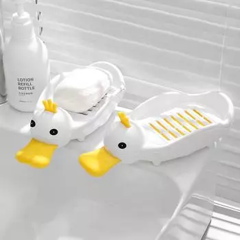 Household Cartoon Yellow Duck Double Layer Drain Soap Box Laundry Soap Soap Storage Box Storage Rack A