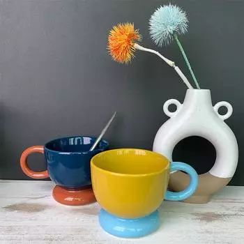 Household Ceramic Mugs Coffee Mugs Household Drinking Fountains Cute Coffee Mugs and Cups Desktop Decorative Drinking Utensils 180ML