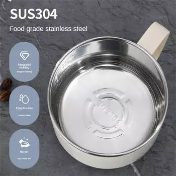 Household Double-layer Heat Insulation Anti-scalding 304 Stainless Steel Water Cup Mug With Handle Cup Large-diameter Mug 350ml