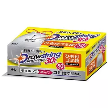 Household Japan RD30 Garbage Bags with Roll 50 Garbage Bags with Daily Household Goods Strings, Type, Translucent, 30L, Pieces, Bags/Plastic Strings,