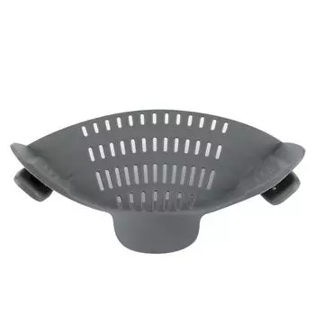 Household Kitchen Silicone Food Filter Pot Side Vegetable Fruit Noodles Drainer Strainer ToolsDark темно-серого