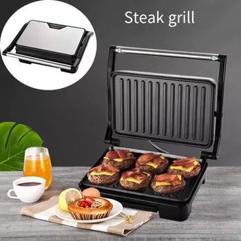 Household Mini Steak Machine Hamburger Fried Egg Electric Sandwich Maker Non Stick Surface Grill Toaster EU светло-серый