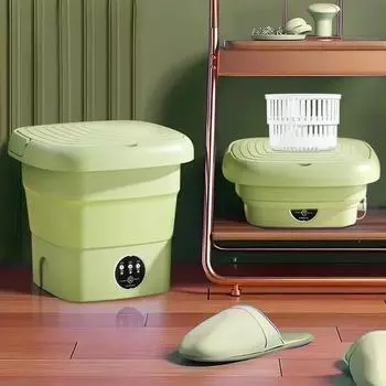 Household Mini Washing Machine 4.5L Automatic Foldable Washing Machine Underwear Washing Socks for Travel and Home EU/US/UK Plug us зелёный