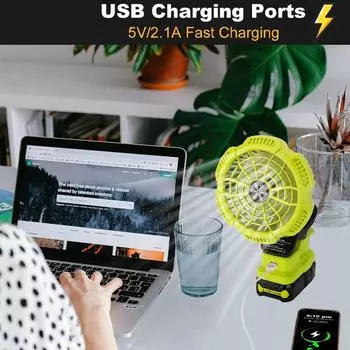 Household Outdoor Third Gear Wind Fan For Ryobi 18V Lithium Battery Portable Handheld Fan Cordless Fan For Travel Camping