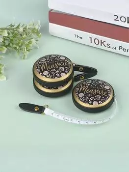 Household Printed Black Leather Tape Measure, Portable Tape Measure One Size