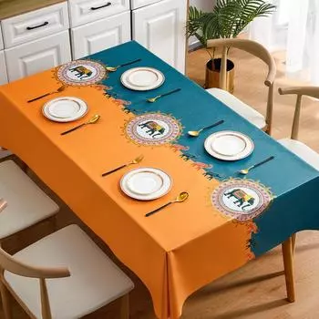 Household Pvc Tablecloth Waterproof And Oil-Proof Leave-In Rectangular Tablecloth Wind Coffee Table Cloth Table Mat 120*120cm