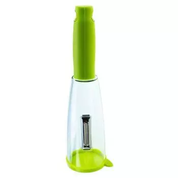 Household storage-type vegetable peeler with a built-in storage cylinder for collecting peels Green
