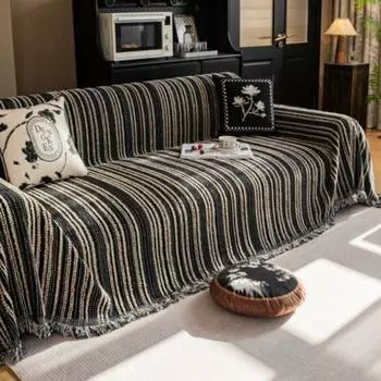 housses de canap Funda Sofa Home Шениль Полосатый Диван Коврик Пледы Всесезонный Кемпинг Пикник Одеяло Чехол Чехол для Дивана 180x130cm