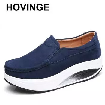 HOVINGE Fashion Breathable Casual Flat Women Light Platform Shoes Slimming High Quality Sports Shoes 35 бежевый