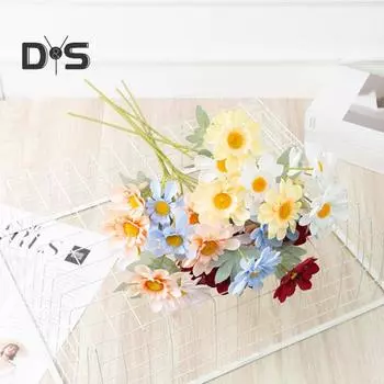 HOW-E поддельный цветок ручной работы с 6 головками портативный DIY украшение хризантема для вечеринки вино красного