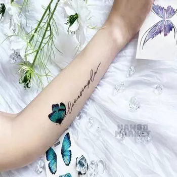 How pastel tattoo sticker glitter tattoo sticker, FG-032 Blue Butterfly