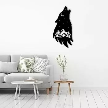 Howling Wolf Southwest Metal Wall Art – Стальной наружный декор, элегантное украшение для гостиной и спальни, стильное искусство чёрный