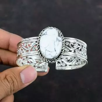 Браслет из настоящего драгоценного камня, браслет-манжета из серебра 925 пробы, браслет из хаулита, регулируемый браслет ручной работы, браслет-манжета, подарки для нее