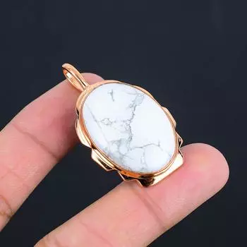 Howlite Gemstone Handmade Copper Jewelry Amazing Cuestion For Wedding Gift 1.89 Inches белый