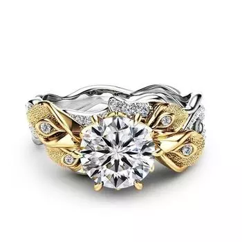 Hoyon двухцветный цветок 1 карат с бриллиантом Aaa циркон кольцо для женщин подарок на день рождения браслет с растениями серия золотые украшения 8